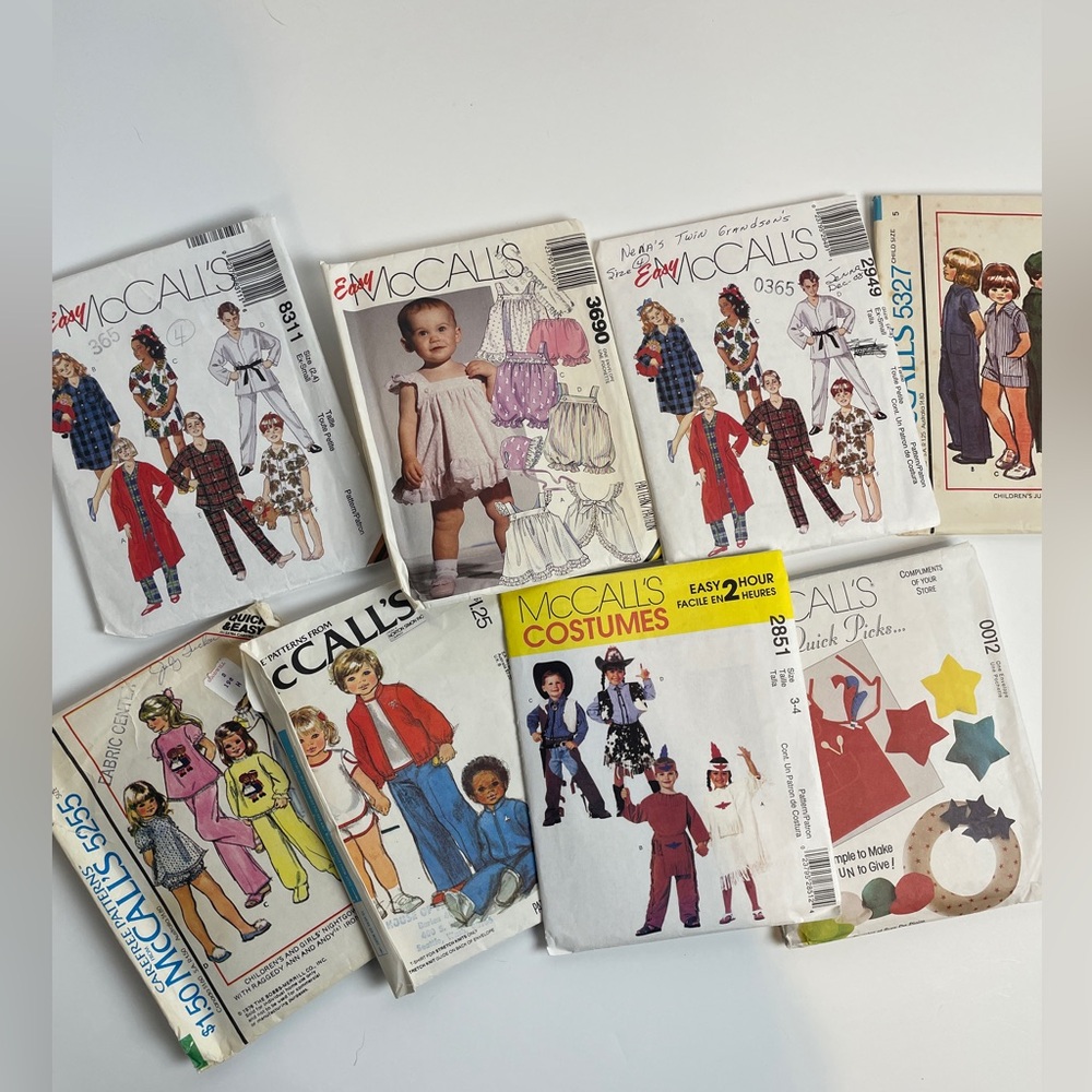 MCCALLS Sewing Patterns Vintage Children’s Clothing 80s 90s Cut & Uncut LOT OF 8